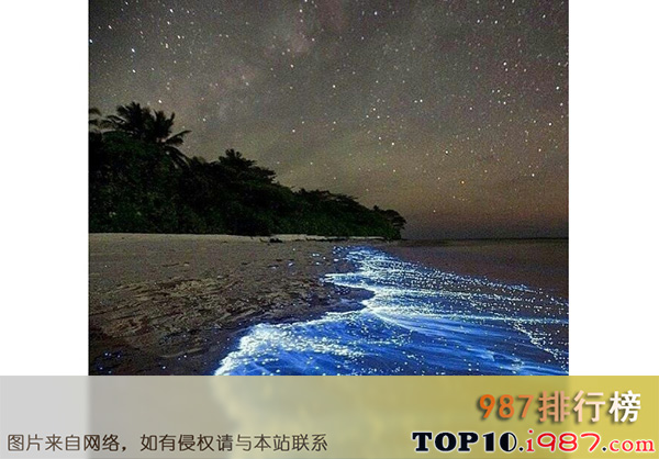 十大世界罕见怪异现象之荧光海滩