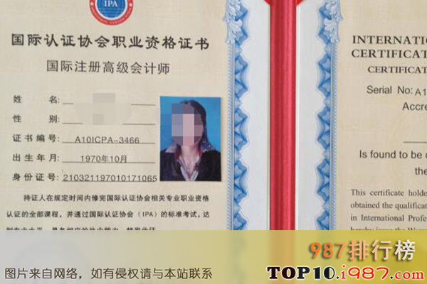 十大含金量最高的资格证书之国际注册会计师证书