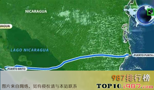 十大世界超级工程之尼加拉瓜大运河--美国，500亿美元