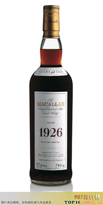 十大世界最贵的威士忌之macallan 1926 – $75,000