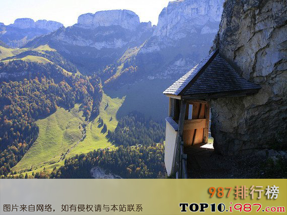 十大选址奇特的假日餐厅之悬崖餐厅(瑞士)