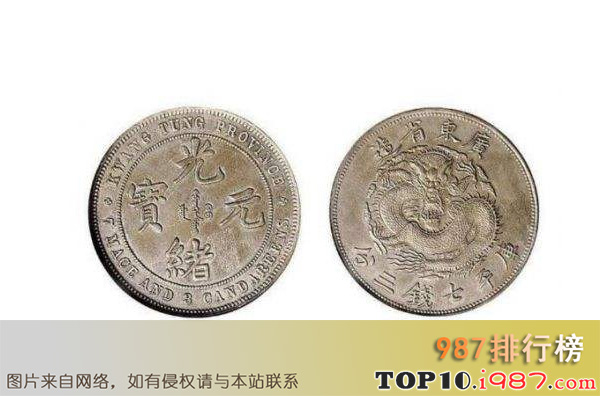 十大珍稀银币之广东省造光绪元宝七钱二分反版