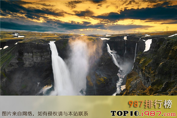 十大世界上最壮观的瀑布之冰岛黄金瀑布