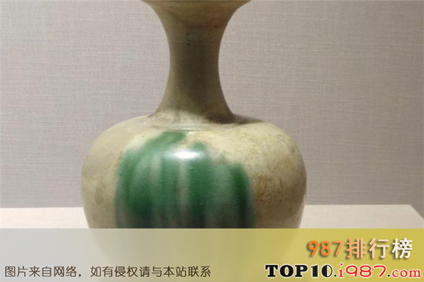 十大河南博物馆镇馆之宝之白釉绿彩长颈瓶