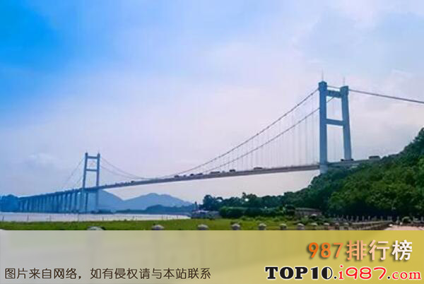 十大世界主跨最长的悬索桥之南沙大桥