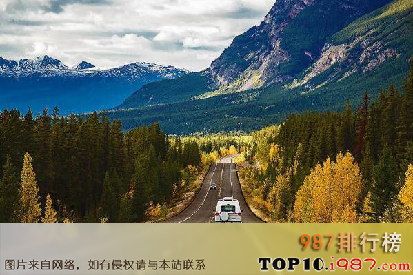 十大风景最美公路之加拿大冰原大道