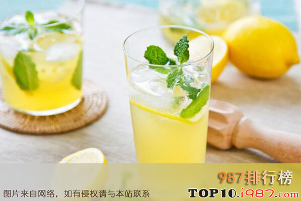 十大最常见的低热量饮品之柠檬水