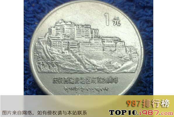 十大升值潜力纪念币之西藏自治区成立20周年