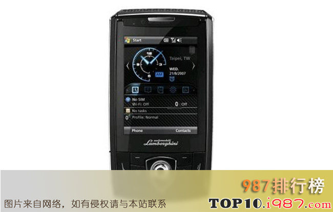 十大世界奢侈品手机之华硕 兰博基尼 zx1 （约1500美元）