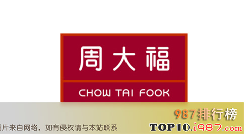 十大最受消费者认可的品牌推荐榜之chow tai fook/周大福