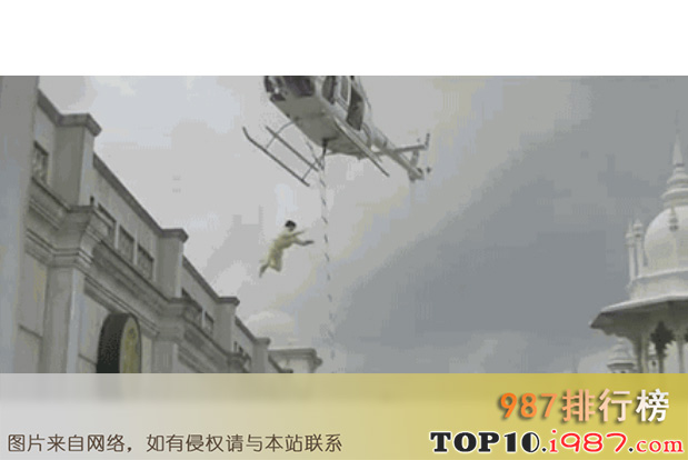 十大成龙电影危险镜头之天台跳直升机